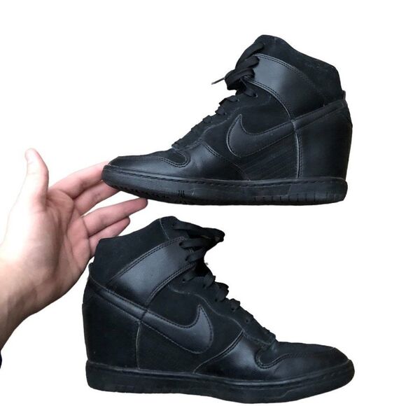 RARE 2013 Nike Dunk Sky High Black Hidden Wedge Heel Size 10 - Picture 8 of 16